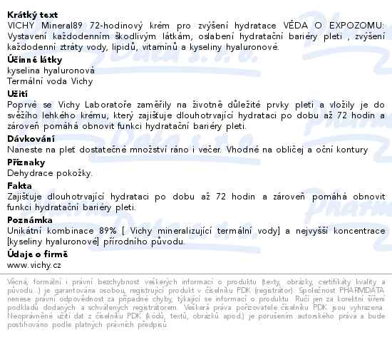 VICHY Minéral 89 72h Hydratační krém 50ml