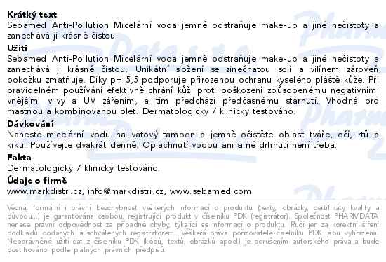 SEBAMED Anti-Pollution Micelár.voda M/K pleť 200ml