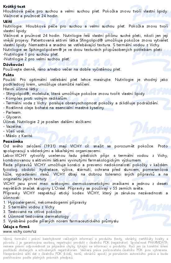 VICHY Nutrilogie 1 krém normální/suchá pleť 50ml