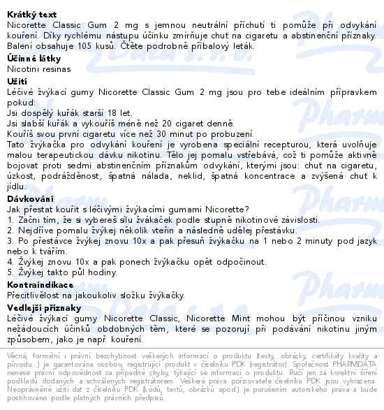 Nicorette Classic Gum 2mg léč. žvýkací guma 105ks