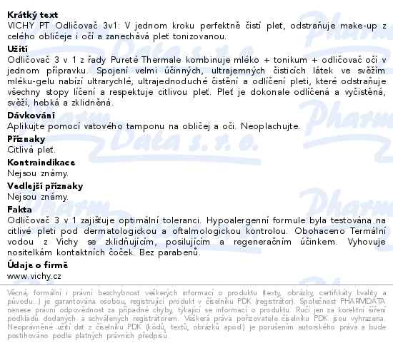 VICHY Pureté Thermale Odličovač 3v1 R15 300ml