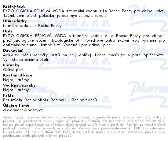 La Roche-Posay Physio Pěnová voda 150ml