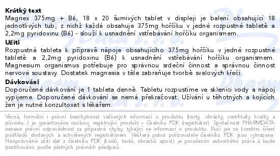 Magnex 375mg + B6 18x20 šumivých tablet