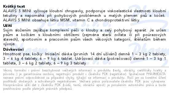 Alavis 5 MINI pro psy a kočky 90 tablet