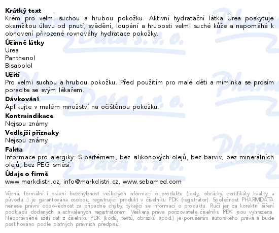 SEBAMED Urea zklidňující kr.na obličej 5%urea 50ml