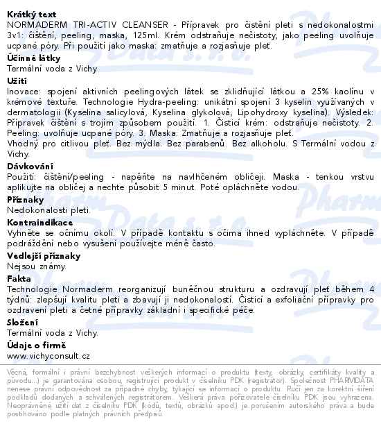 VICHY Normaderm Čištění pleti 3v1 125ml