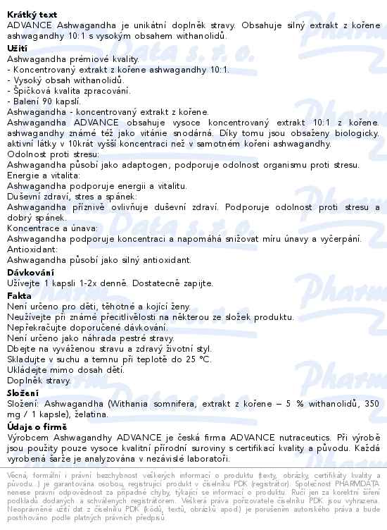 ADVANCE Ashwagandha 90 kapslí