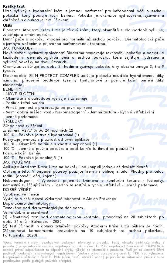 Bioderma Atoderm Krém Ultra Parfemovaný 500ml