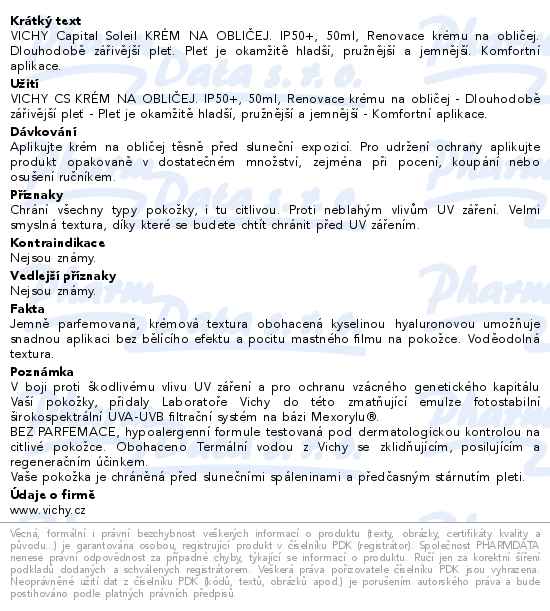 VICHY Idéal Soleil Krém na obličej SPF50+ 50ml