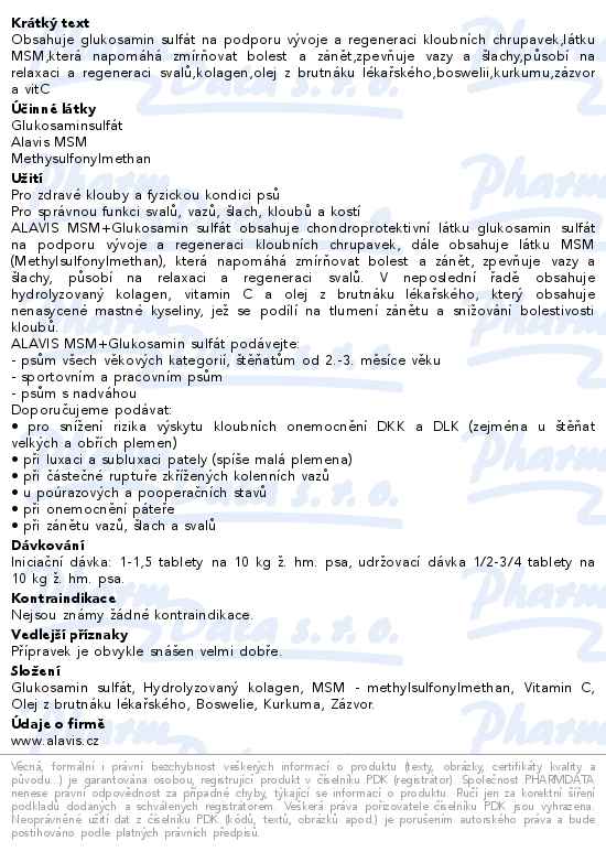 Alavis MSM+Glukosamin sulfát 60 tablet