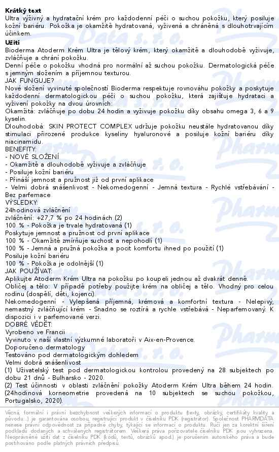 Bioderma Atoderm Krém Ultra Neparfémovaný 500ml