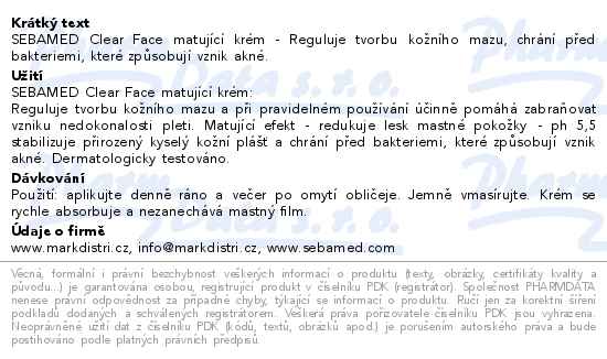 SEBAMED Clear face matující krém 50 ml