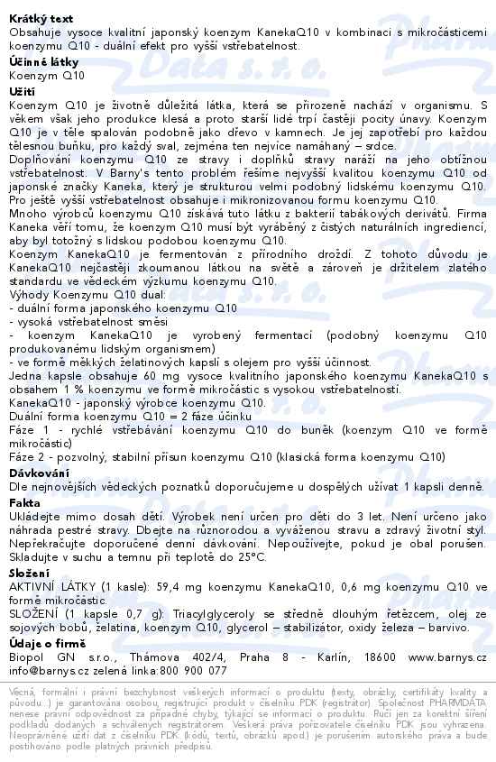 Barnys Koenzym Q10 Dual 60mg cps.30+30 ZDARMA