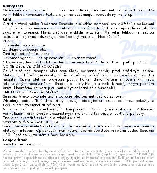 Bioderma Sensibio Mléko 250ml