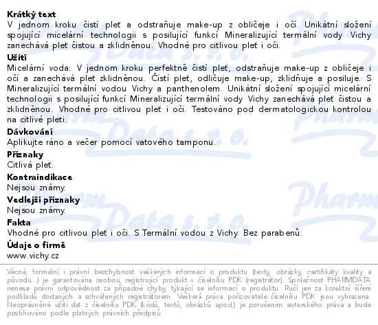 VICHY Pureté Thermale Micelární voda citlivá 200ml