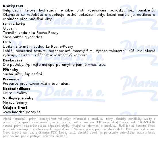 La Roche-Posay Lipikar Tělové mléko 400ml