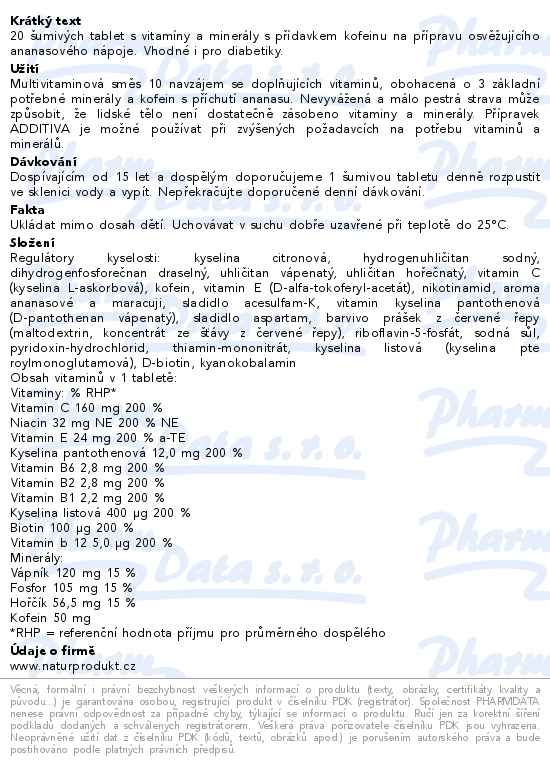 Additiva multivit.+miner.+kofein tbl.eff.20 ananas
