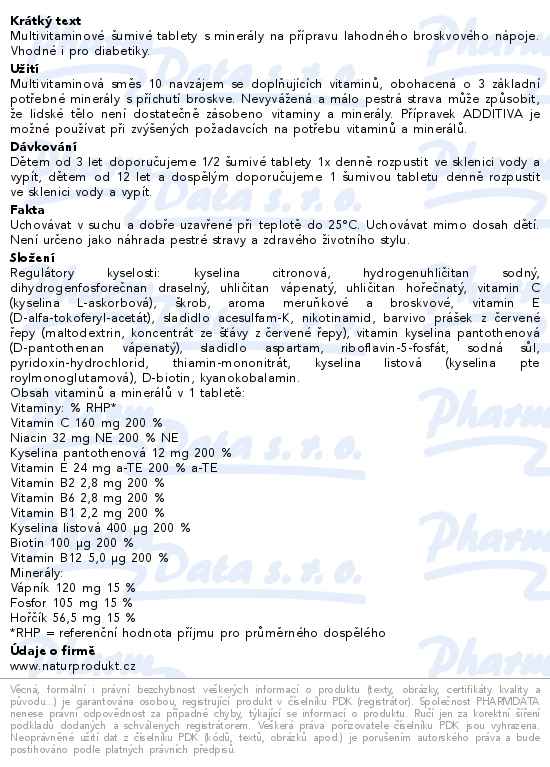 Additiva multivit.+minerál tbl.eff.20 broskev