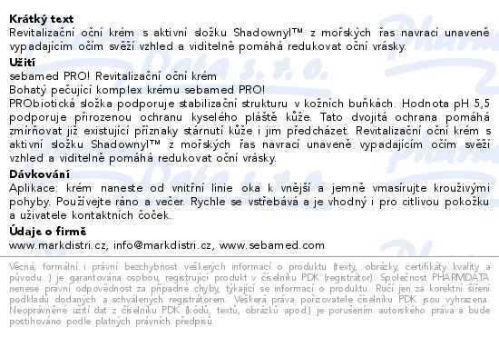 SEBAMED PRO! Revitalizační oční krém 15ml