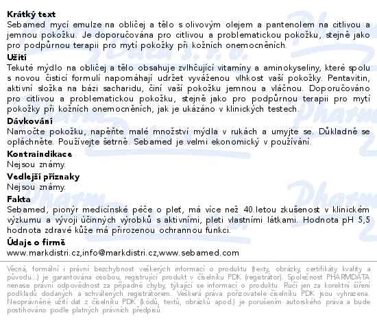 SEBAMED Mycí emulze obličej a tělo olivová 200ml