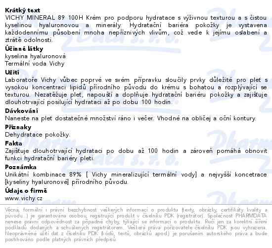 VICHY Minéral 89 72h Hydratační krém RICH 50ml