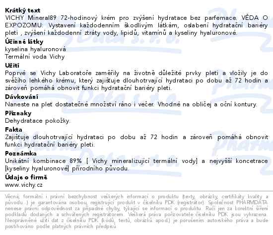 VICHY Minéral 89 72h Hydratační krém bez parf.50ml
