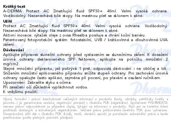 A-DERMA Protect AC Zmatujc fluid SPF50+ 40ml