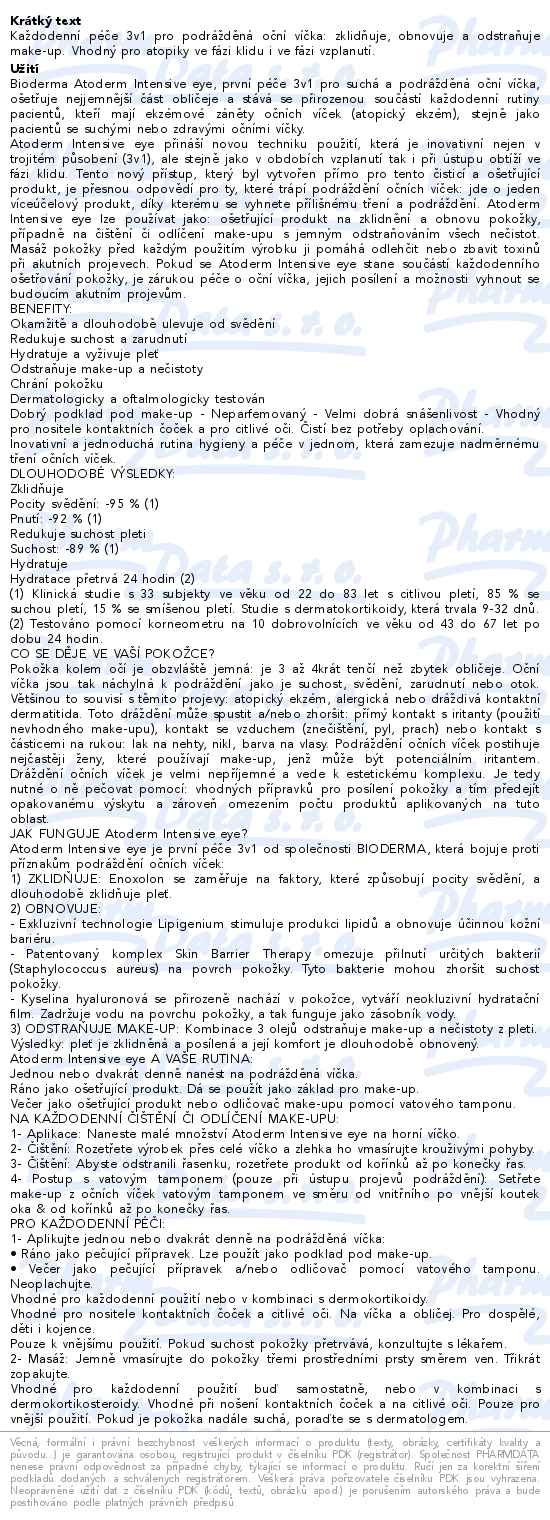 Bioderma Atoderm Intensive eye 100ml