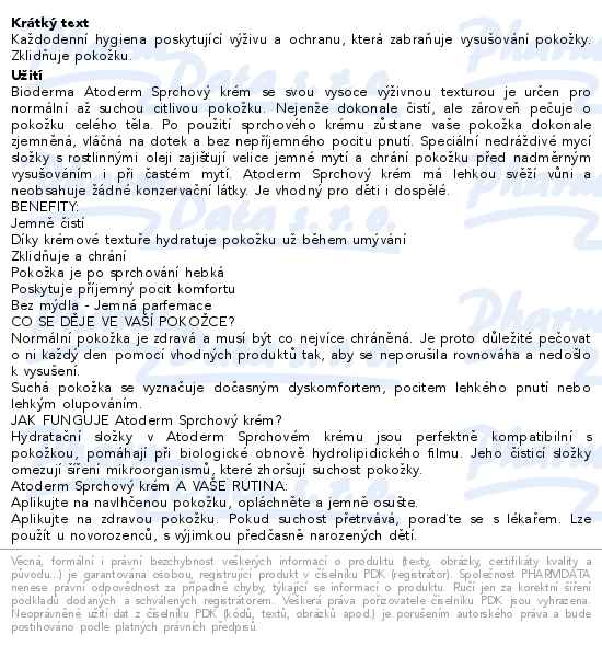 Bioderma Atoderm Sprchový krém 1000ml