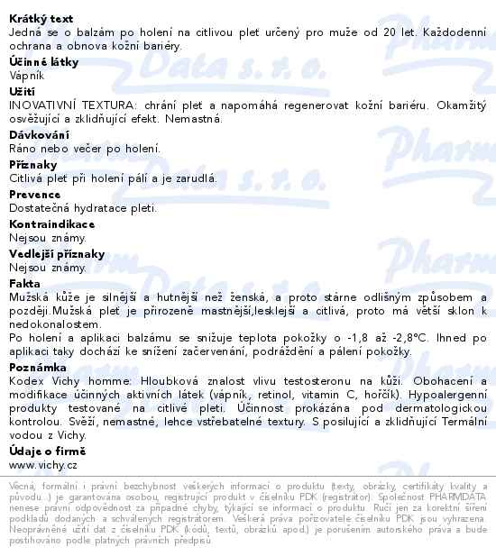 VICHY Homme Balzám po holení 75ml